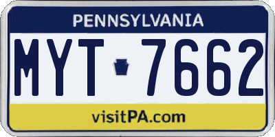 PA license plate MYT7662