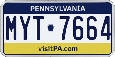 PA license plate MYT7664