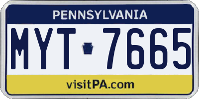 PA license plate MYT7665