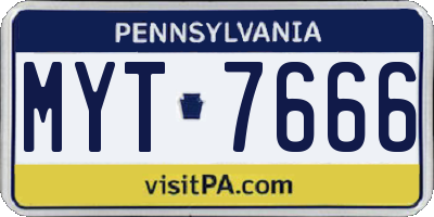 PA license plate MYT7666