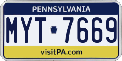 PA license plate MYT7669