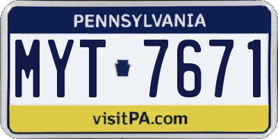 PA license plate MYT7671