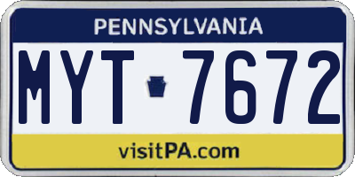 PA license plate MYT7672