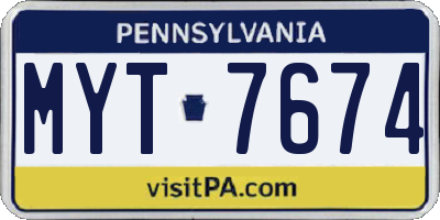 PA license plate MYT7674