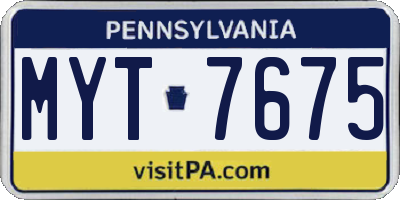 PA license plate MYT7675