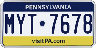 PA license plate MYT7678