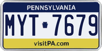 PA license plate MYT7679