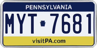 PA license plate MYT7681
