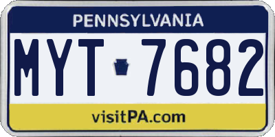 PA license plate MYT7682