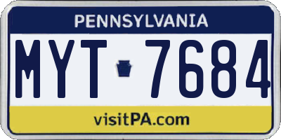 PA license plate MYT7684