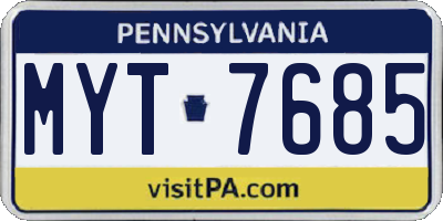 PA license plate MYT7685