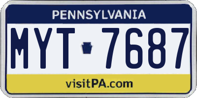 PA license plate MYT7687