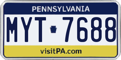 PA license plate MYT7688