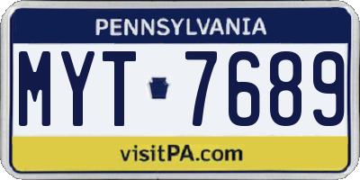 PA license plate MYT7689