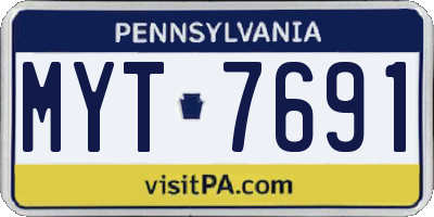 PA license plate MYT7691