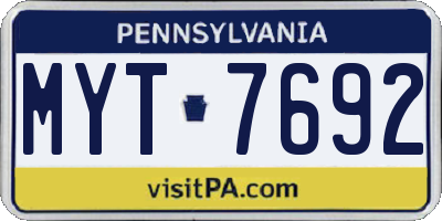 PA license plate MYT7692