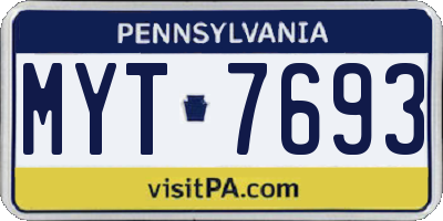 PA license plate MYT7693