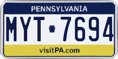 PA license plate MYT7694
