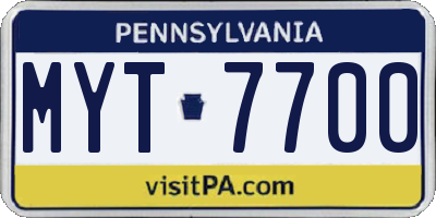 PA license plate MYT7700
