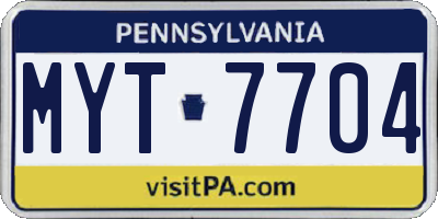 PA license plate MYT7704