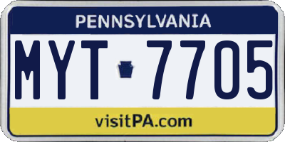 PA license plate MYT7705