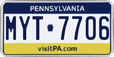 PA license plate MYT7706
