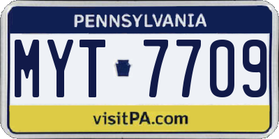 PA license plate MYT7709