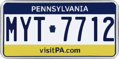 PA license plate MYT7712
