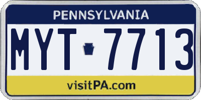 PA license plate MYT7713