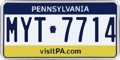 PA license plate MYT7714