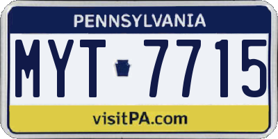 PA license plate MYT7715