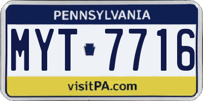 PA license plate MYT7716