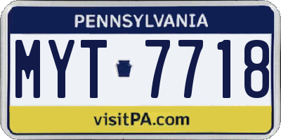 PA license plate MYT7718