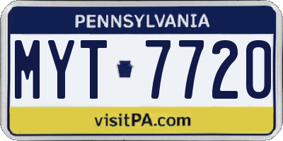 PA license plate MYT7720