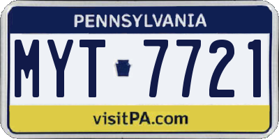 PA license plate MYT7721