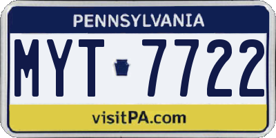 PA license plate MYT7722