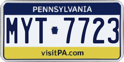 PA license plate MYT7723