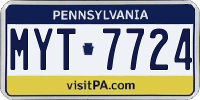PA license plate MYT7724