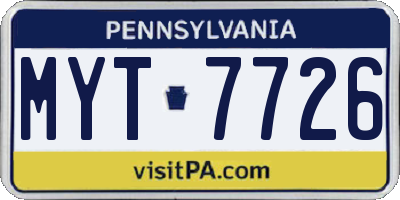 PA license plate MYT7726