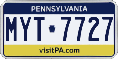 PA license plate MYT7727