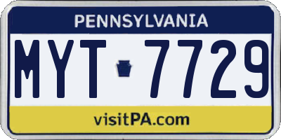 PA license plate MYT7729
