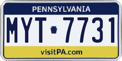 PA license plate MYT7731