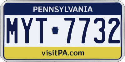 PA license plate MYT7732