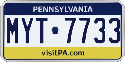 PA license plate MYT7733
