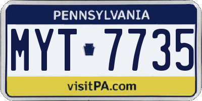 PA license plate MYT7735