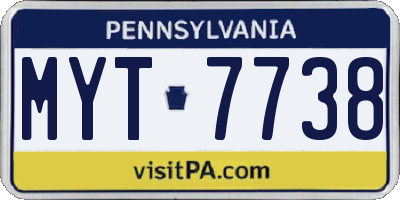 PA license plate MYT7738