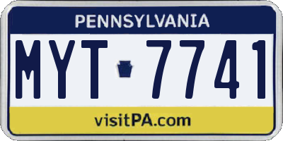 PA license plate MYT7741