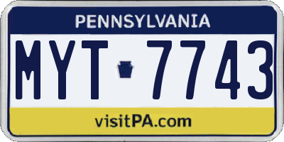 PA license plate MYT7743