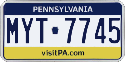 PA license plate MYT7745