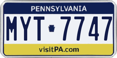 PA license plate MYT7747